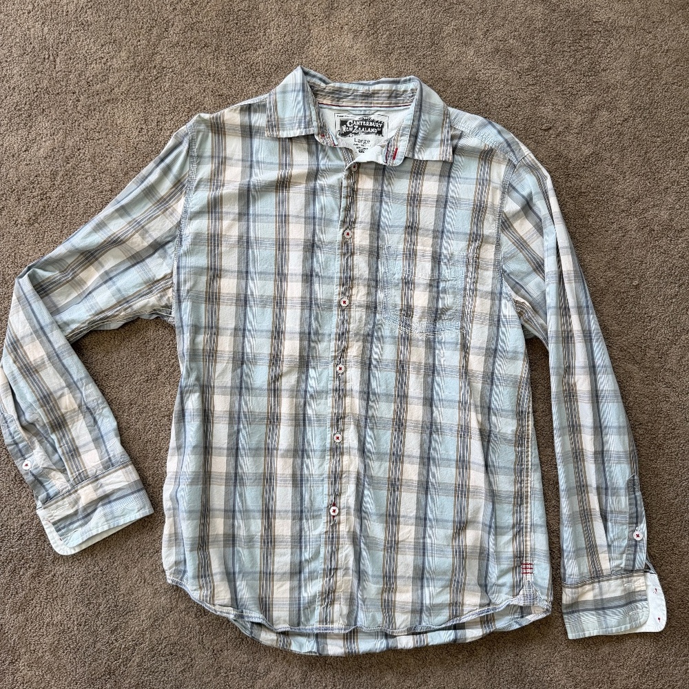 Canterbury of New Zealand Long Sleeve Plaid Men's shirt | Size Large